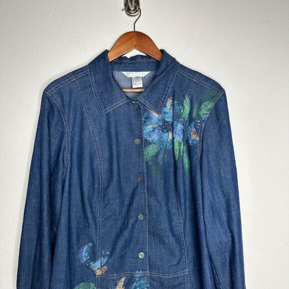 Napa Valley Floral Denim Jacket Sz 1X - Picture 6 of 8